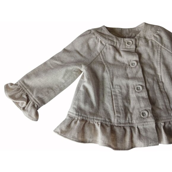 Janie and Jack Wool Blend  Lined Jacket Ruffle Hem 12 24 Mo Wool Viscose Blend - Picture 2 of 12